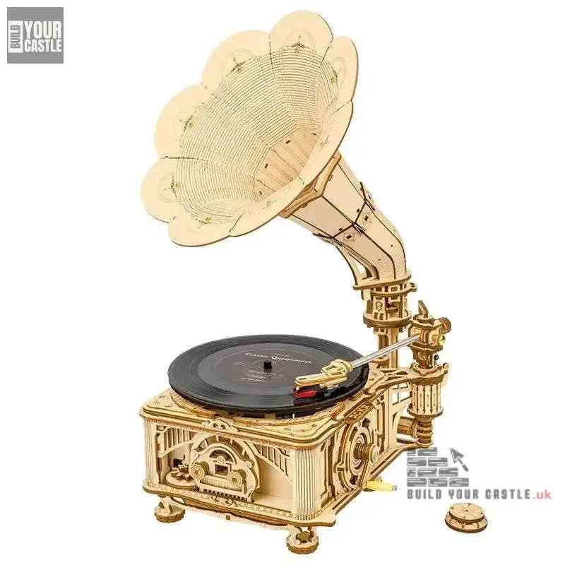 424pcs Robotime ROKR Classic Gramophone Wooden Puzzle - BuildYourCastle