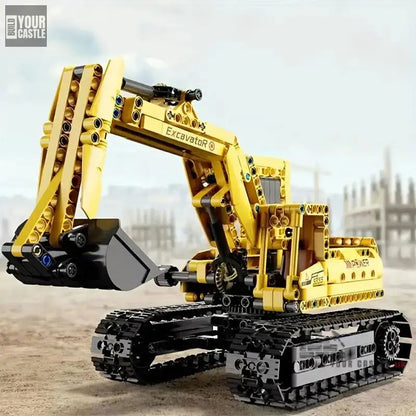 522pcs Yellow engineer excavator building set - BuildYourCastle