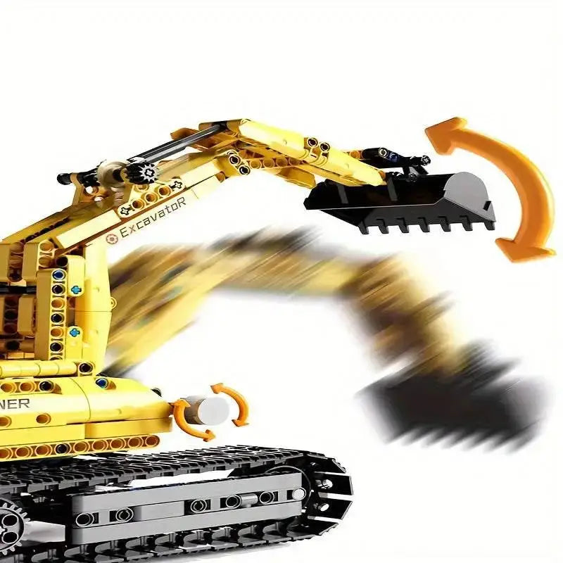 522pcs Yellow engineer excavator building set