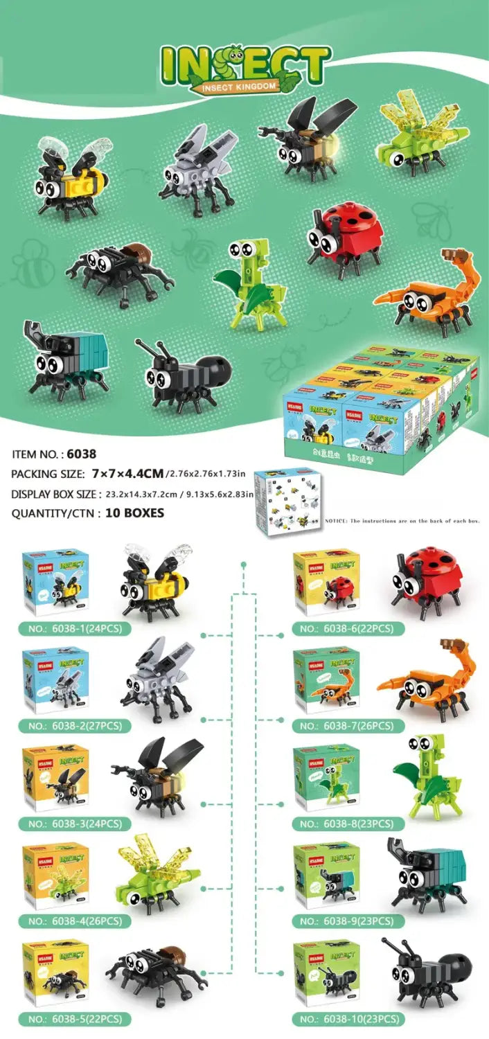 27pcs TEN boxes Insect kingdom animal blocks toy