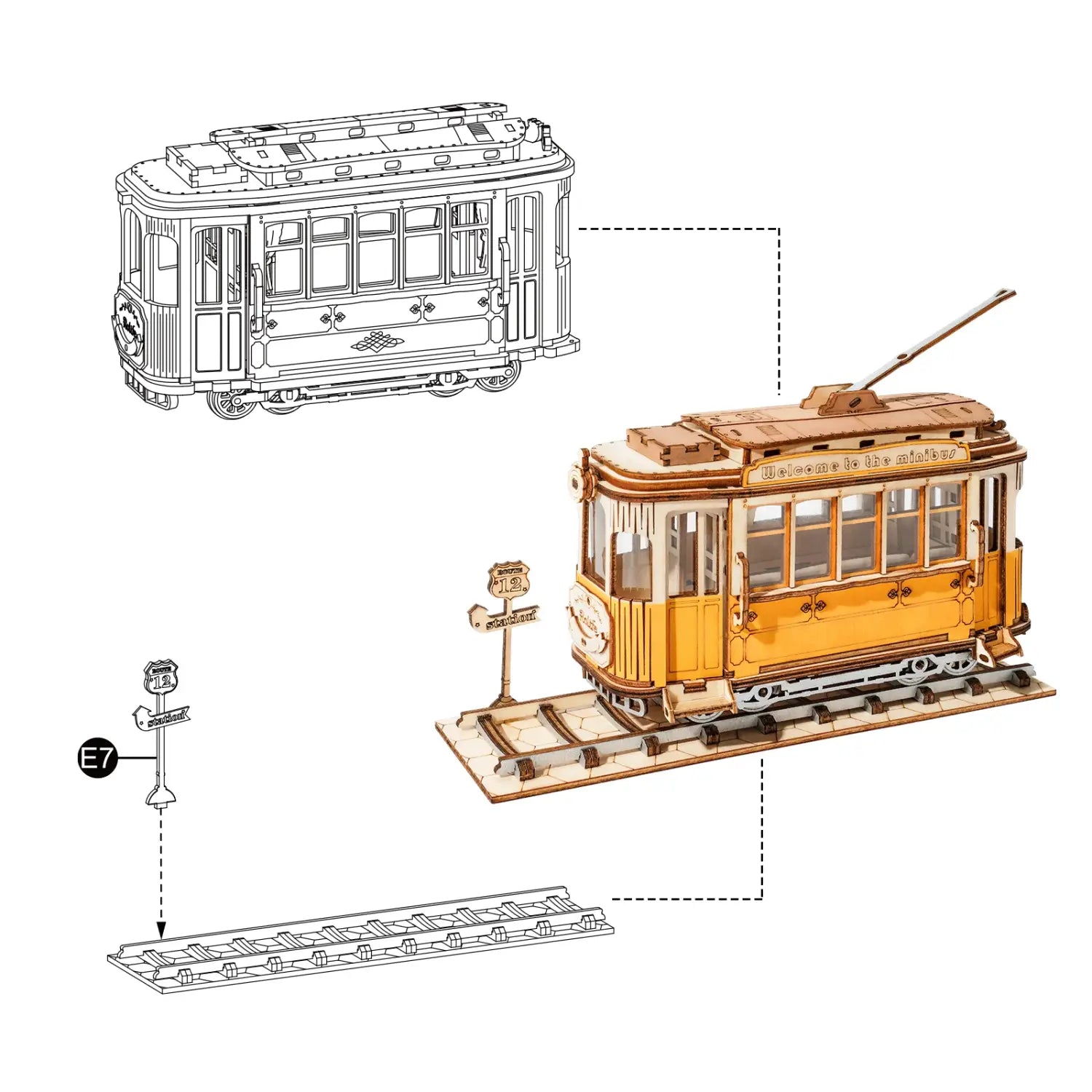 164pcs Robotime 3 Kinds DIY 3D Transportation Wooden Model