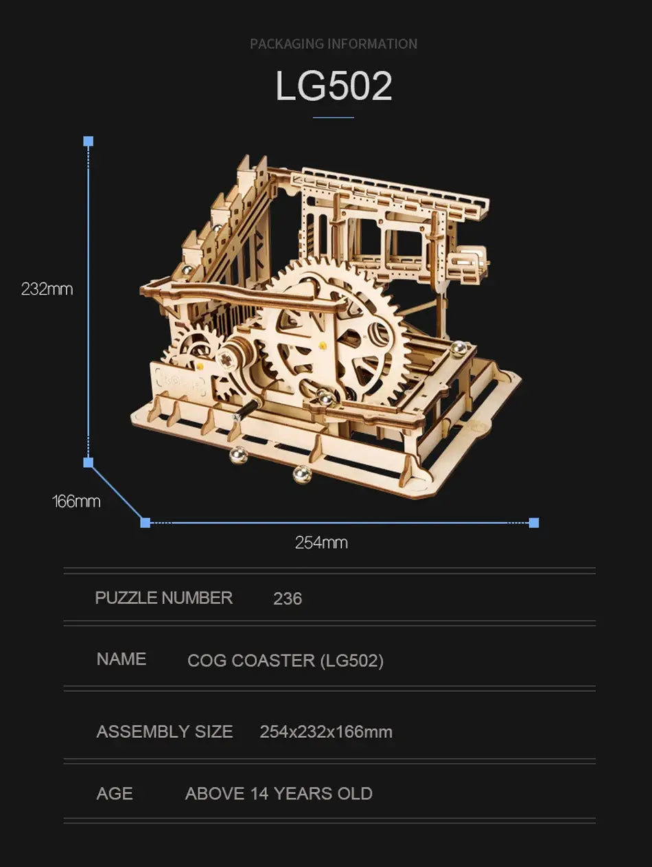 300pcs Robotime DIY 3D Wooden Puzzle Marble Run