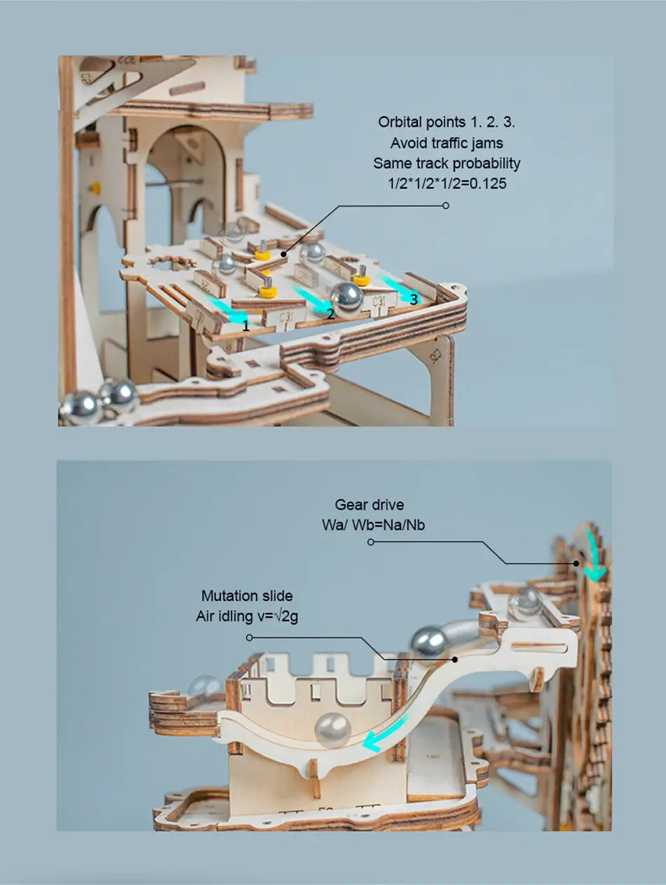 300pcs Robotime DIY 3D Wooden Puzzle Marble Run