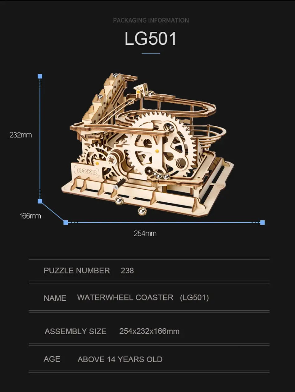 300pcs Robotime DIY 3D Wooden Puzzle Marble Run