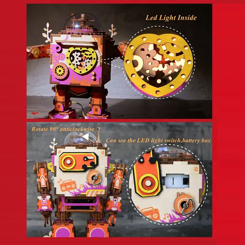 Robotime ROKR Robot Steampunk Music Box 3D