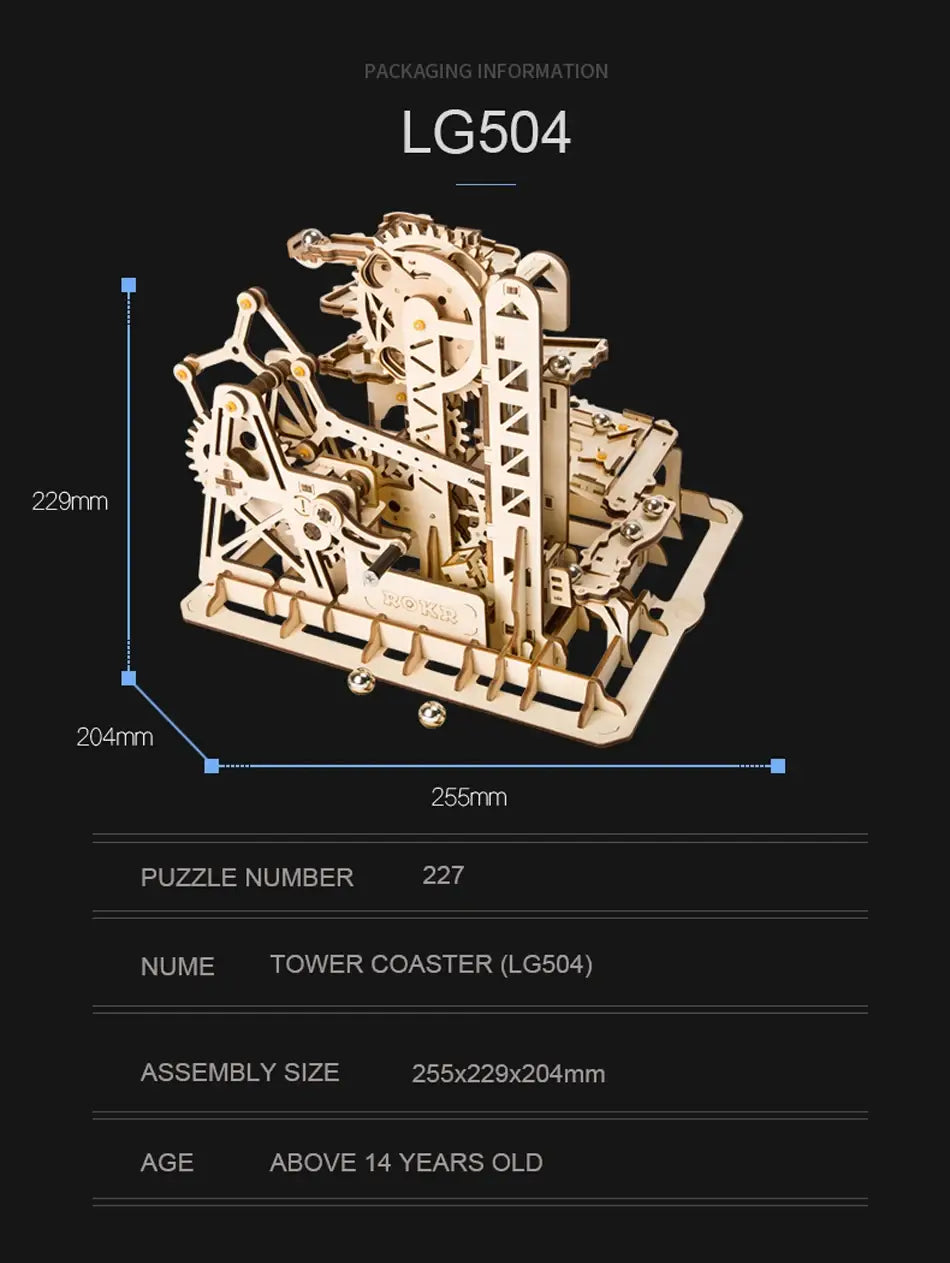 300pcs Robotime DIY 3D Wooden Puzzle Marble Run