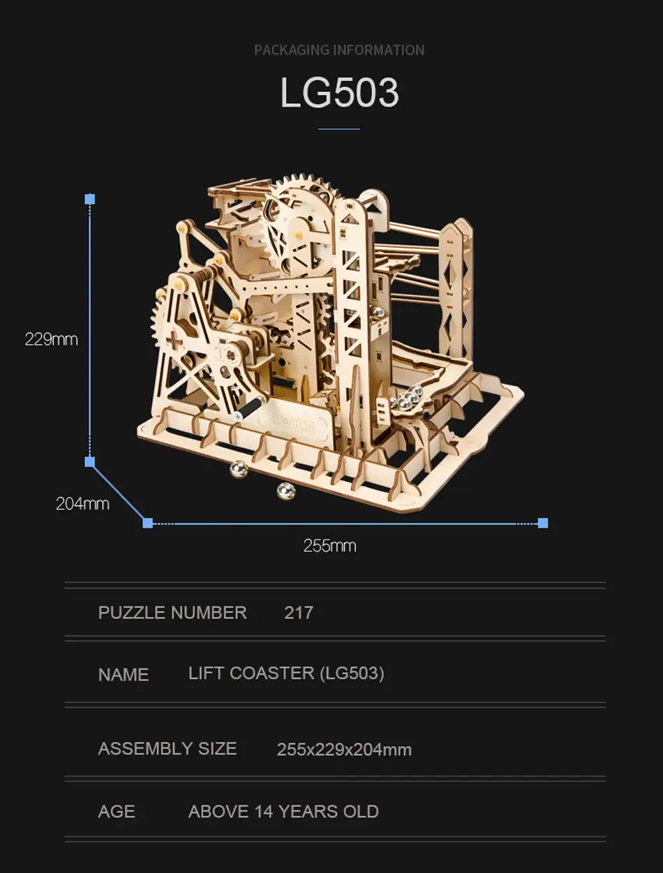 300pcs Robotime DIY 3D Wooden Puzzle Marble Run