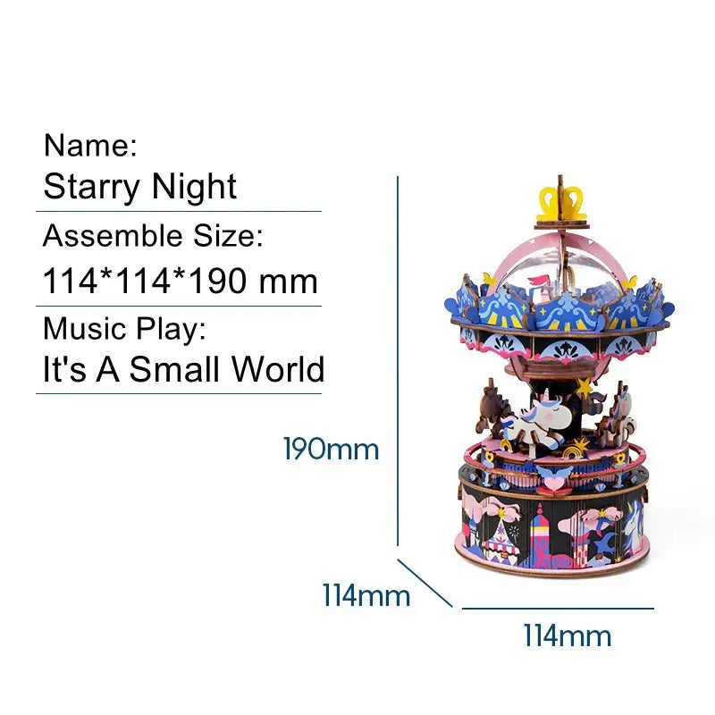 Robotime Holiday Gift 7 Kinds DIY 3D Puzzle Game Assembly Moveable Music Box Toy for Children Adult