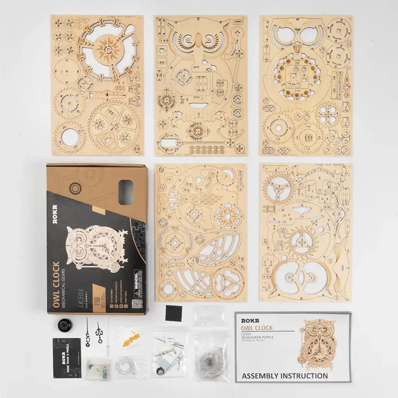 Robotime ROKR Owl Clock lk503 3D Wooden Puzzle - 161pcs