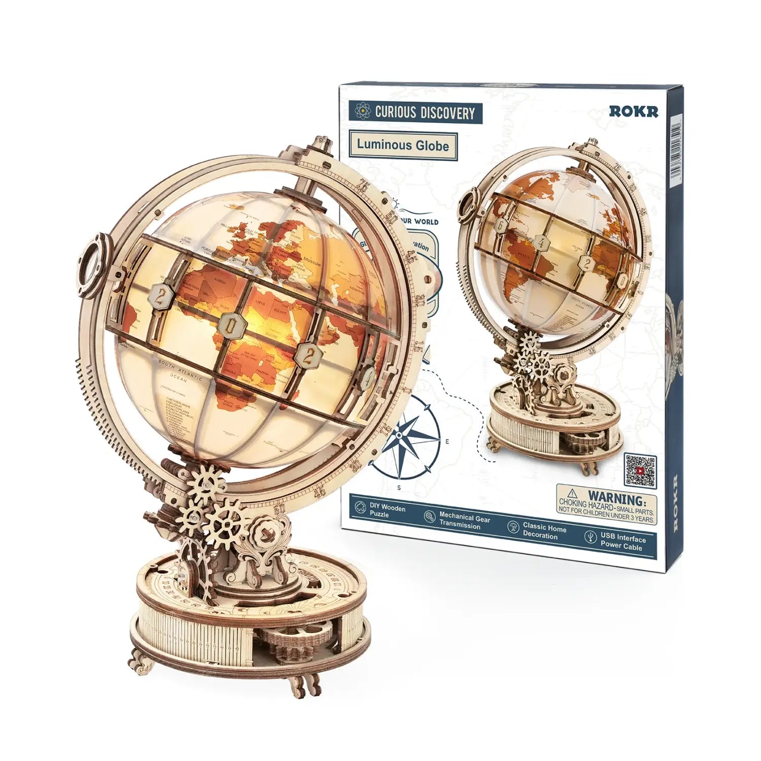 Robotime Rokr Globe with LED Light 180pcs