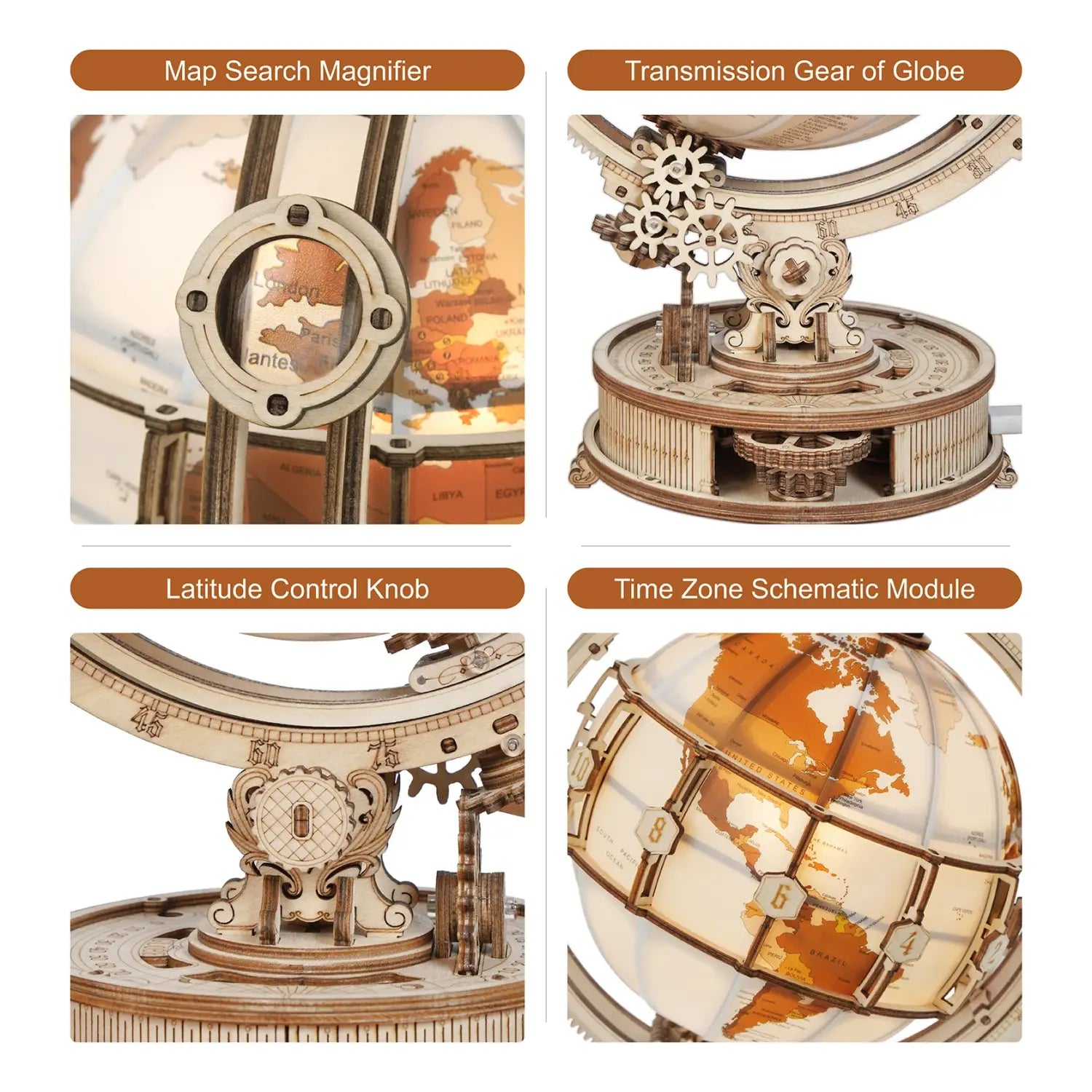 Robotime Rokr Globe with LED Light 180pcs