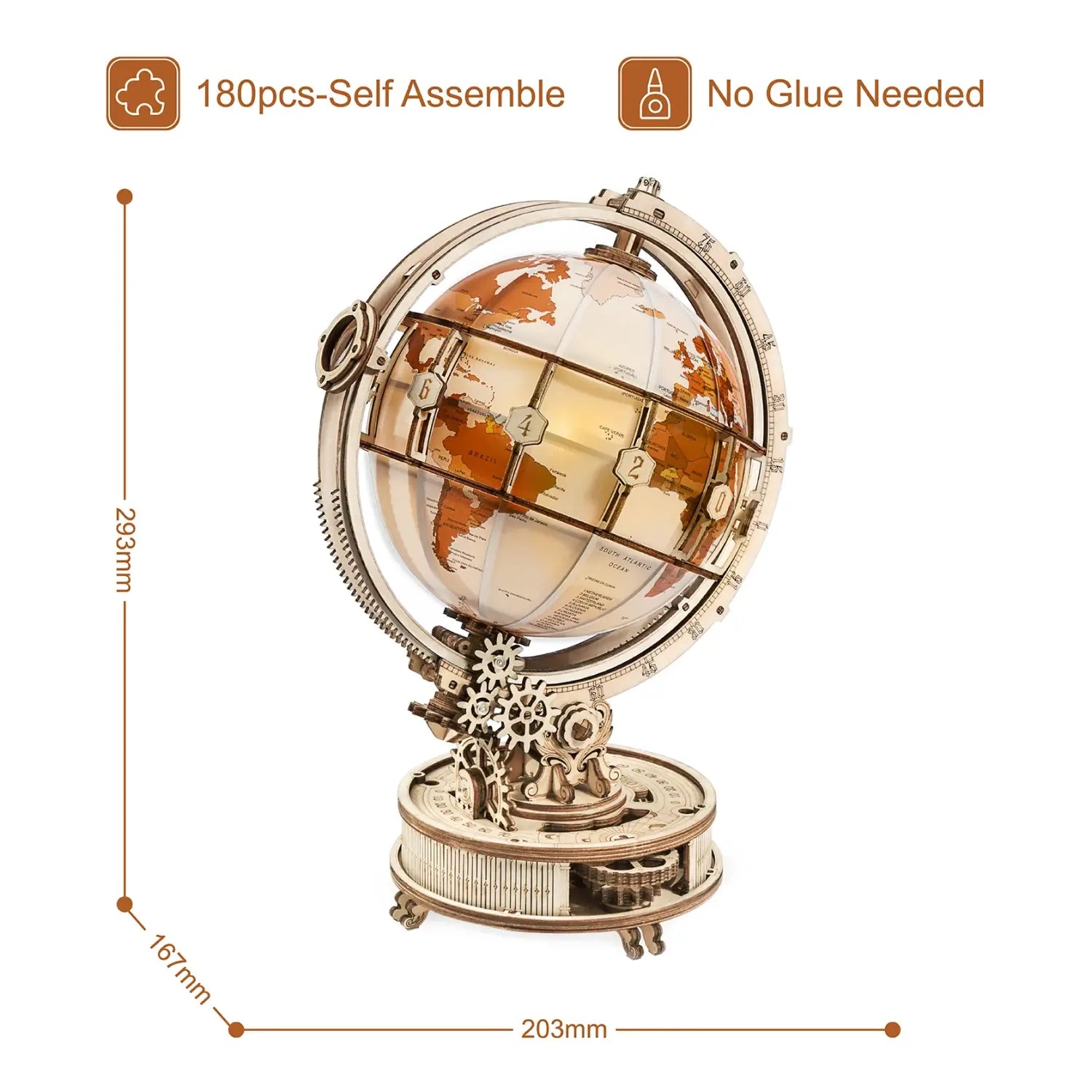 Robotime Rokr Globe with LED Light 180pcs