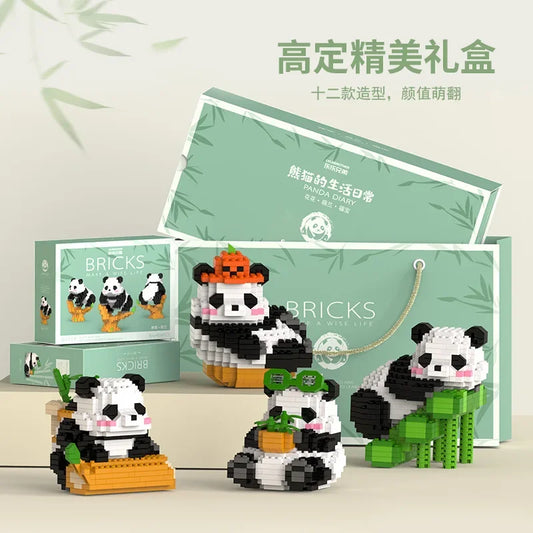 MOC technic mini cute panda animals building sets for kids