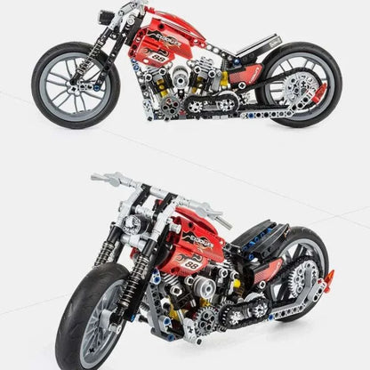 MOC Technical Harley Davidson chopper motorcycle building set - 378 PCS