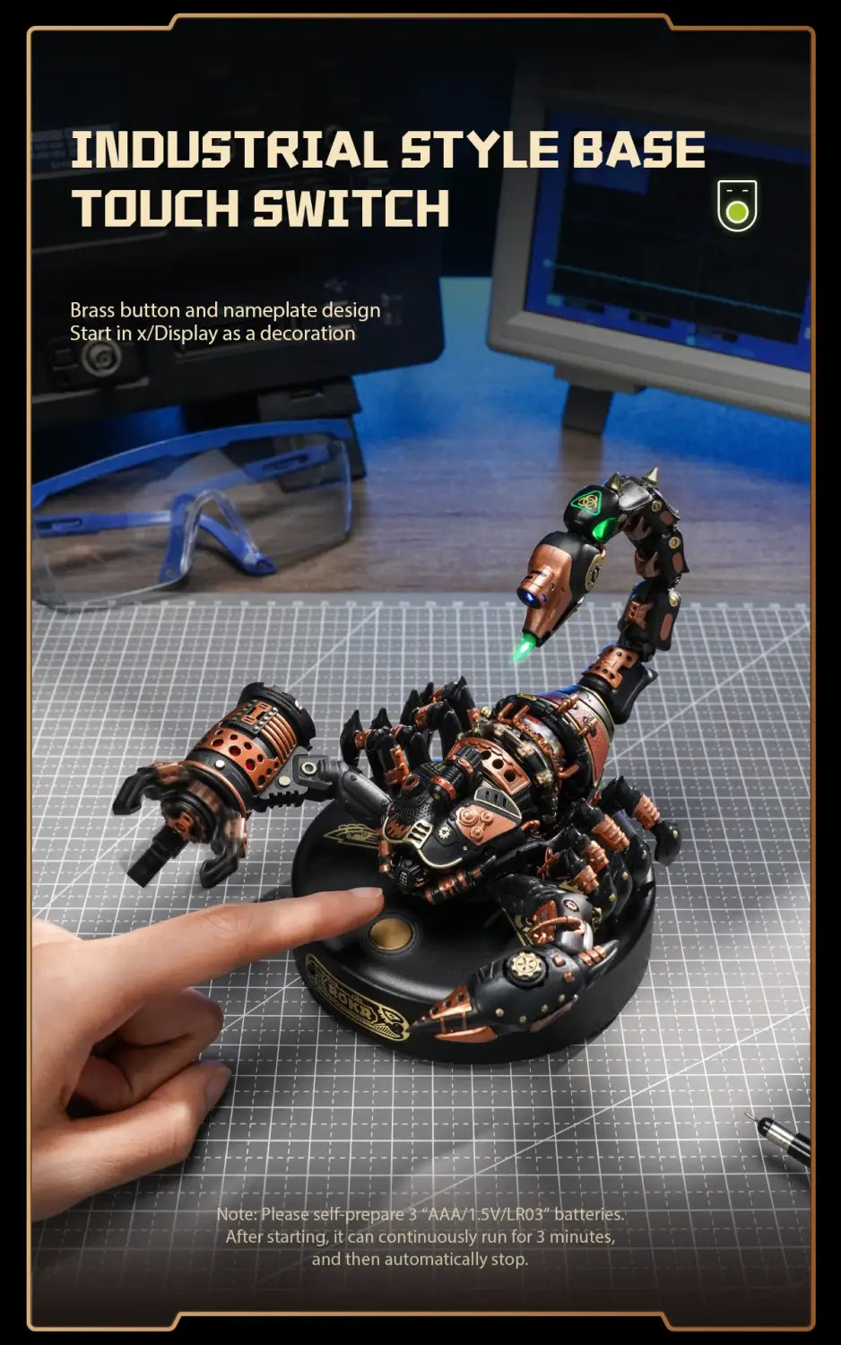 Robotime Rokr Emperor Scorpion 3D Puzzle with Motor & Light Interactive Funny Assembly Moveable Toys Gifts for Teens