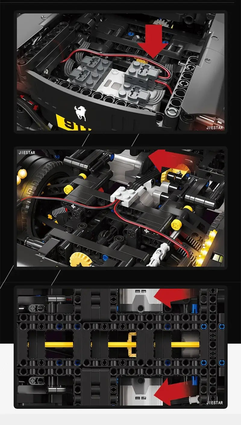 MOC Technic Ferrari F12 Black Car 3097pcs