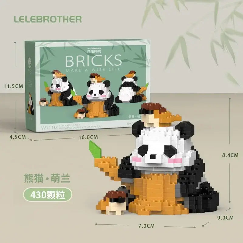 MOC technic mini cute panda animals building sets for kids