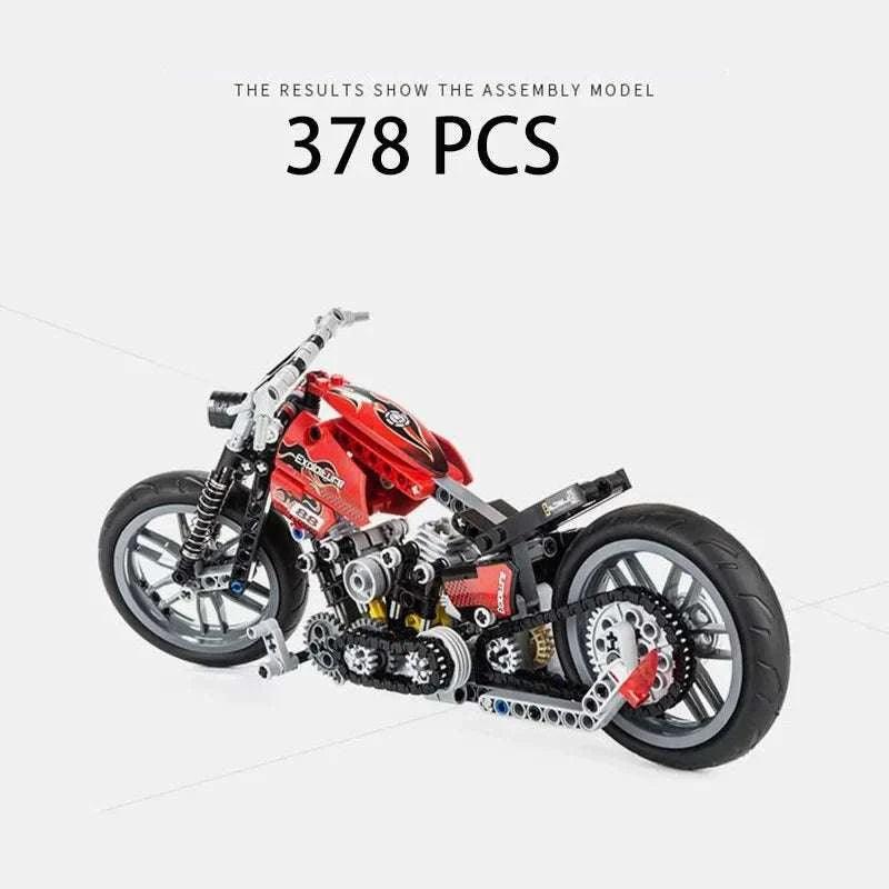 MOC Technical Harley Davidson chopper motorcycle building set - 378 PCS - BuildYourCastle