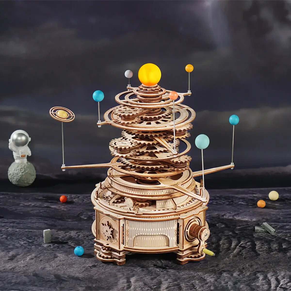 Robotime Rokr 316PCS Rotatable Mechanical Orrery DIY Wooden Model Building Block Kits Assembly Toy Gift for Children