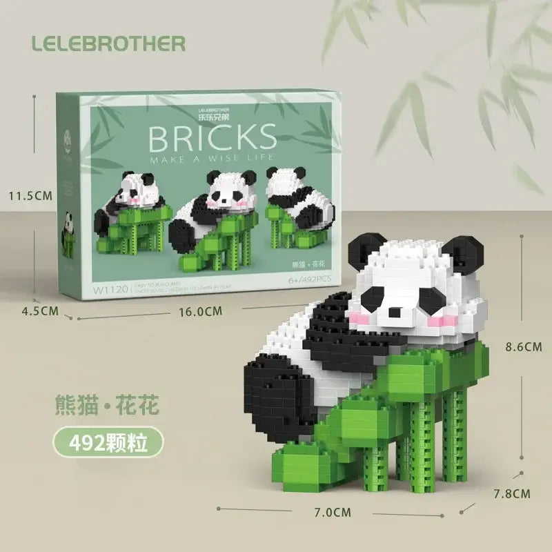 MOC technic mini cute panda animals building sets for kids