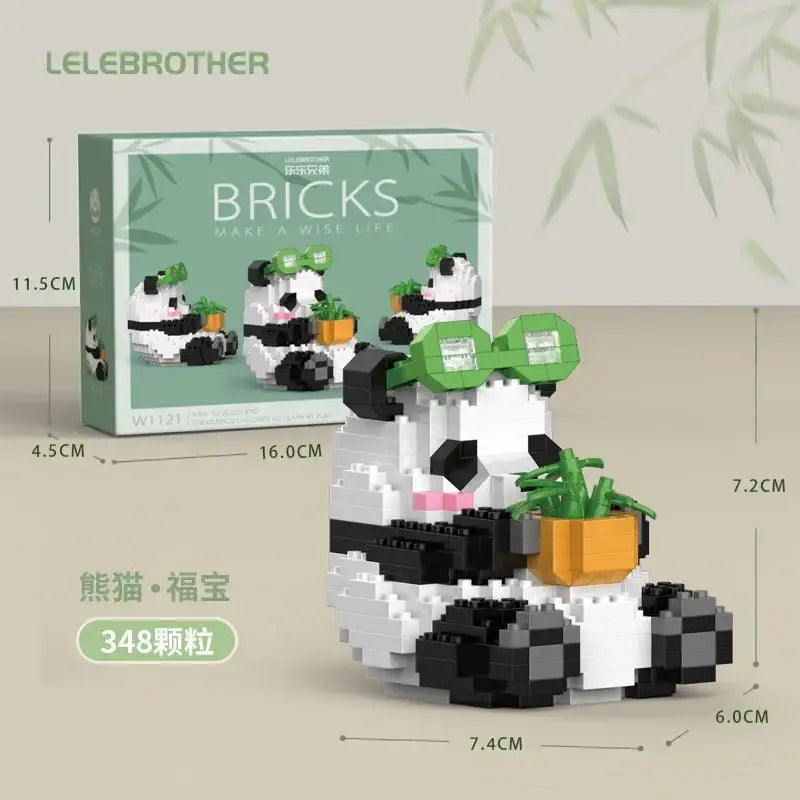 MOC technic mini cute panda animals building sets for kids