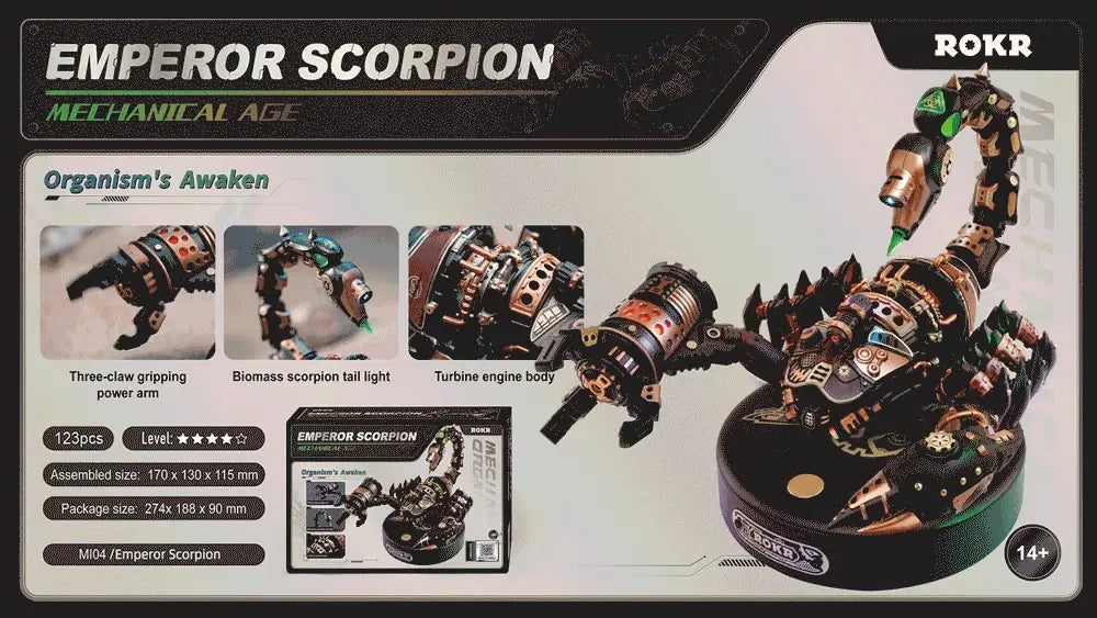 Robotime Rokr Emperor Scorpion 3D Puzzle with Motor & Light Interactive Funny Assembly Moveable Toys Gifts for Teens