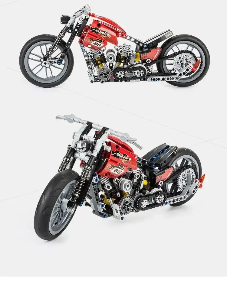 MOC Technical Harley Davidson chopper motorcycle building set - 378 PCS