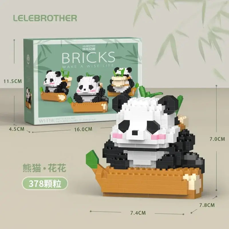 MOC technic mini cute panda animals building sets for kids