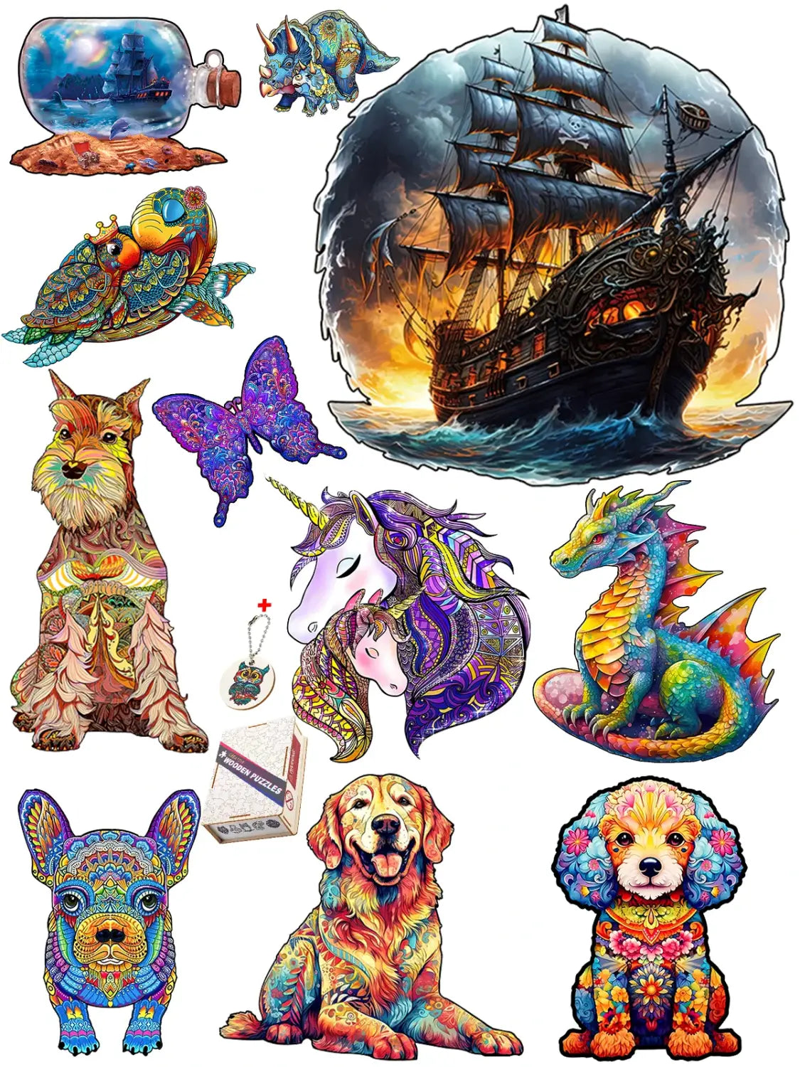 Movie Pirate Ship Wooden Jigsaw Puzzles For Adults Kids Wooden Puzzle Educational Toys Gifts Wood DIY Crafts Dog Puzzle