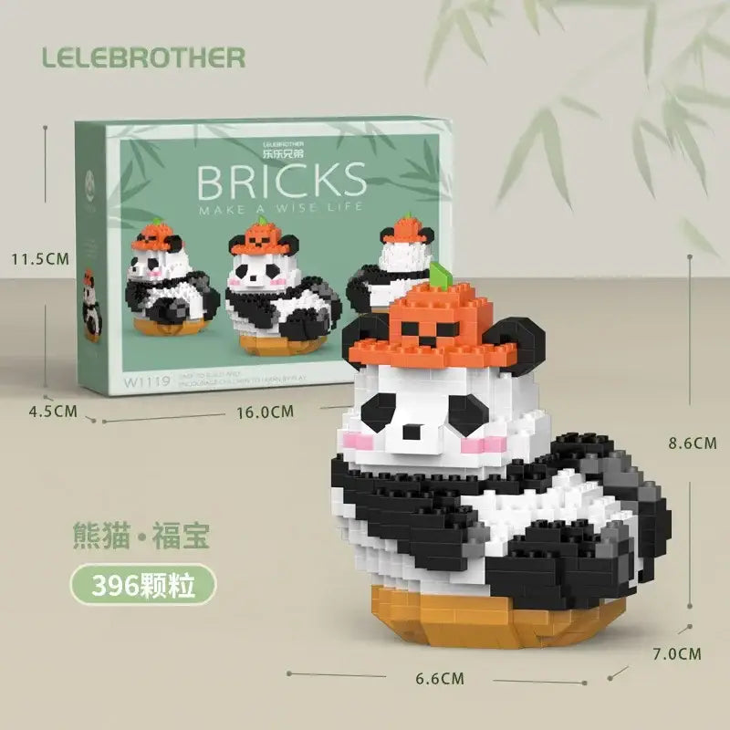 MOC technic mini cute panda animals building sets for kids