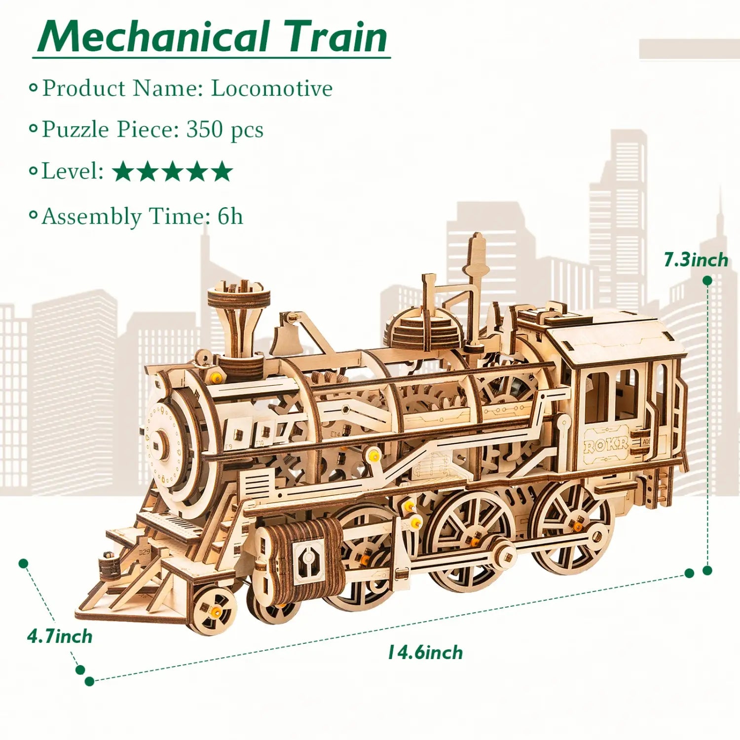 Robotime ROKR DIY 3D Wooden Puzzle Gear Model Building Kit Toys Gift for Children Teens - LK701