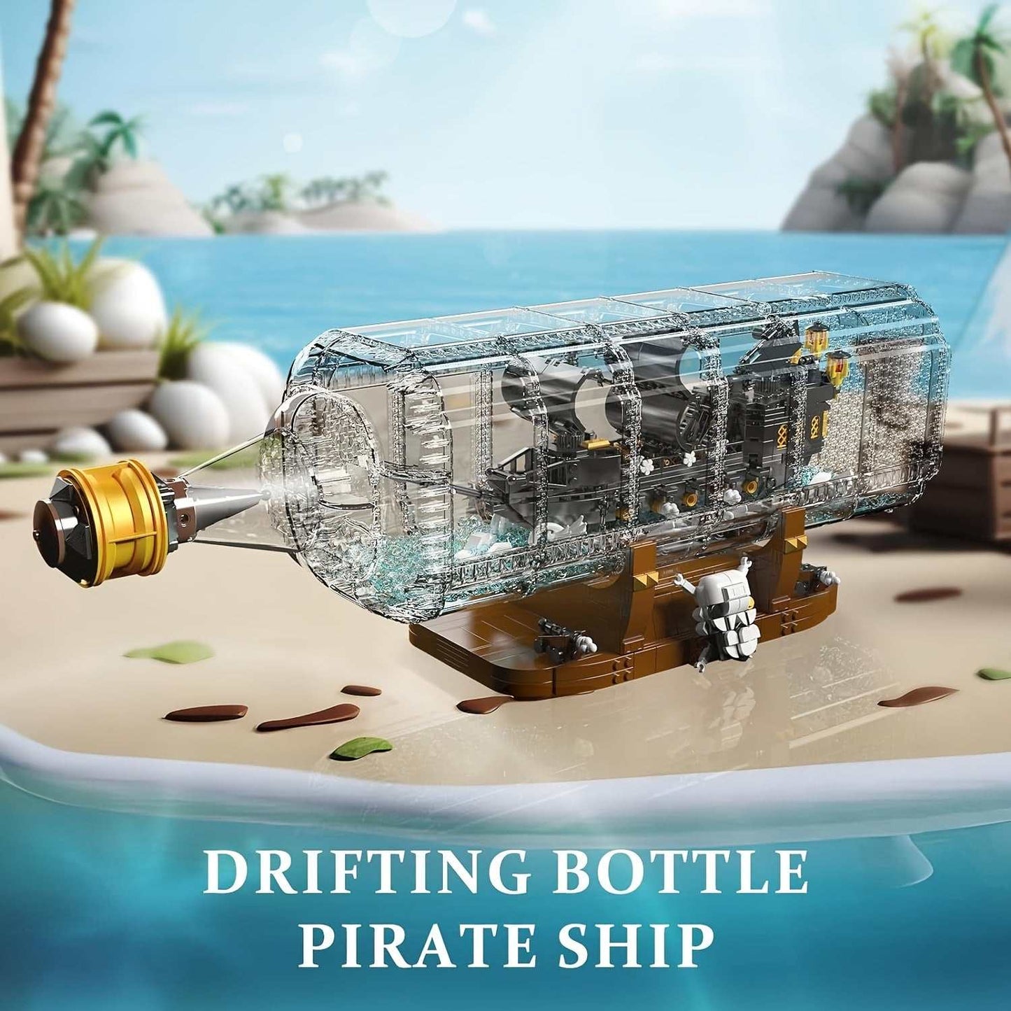 2206pcs Pirate ship in a bottle
