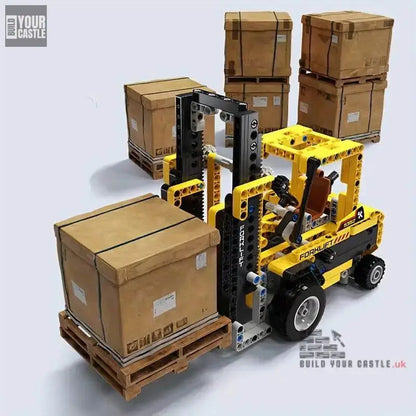 MOC Forklift Technic Yellow construction building set - BuildYourCastle