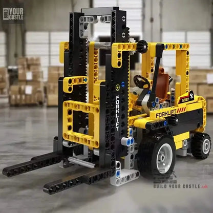 MOC Forklift Technic Yellow construction building set - BuildYourCastle