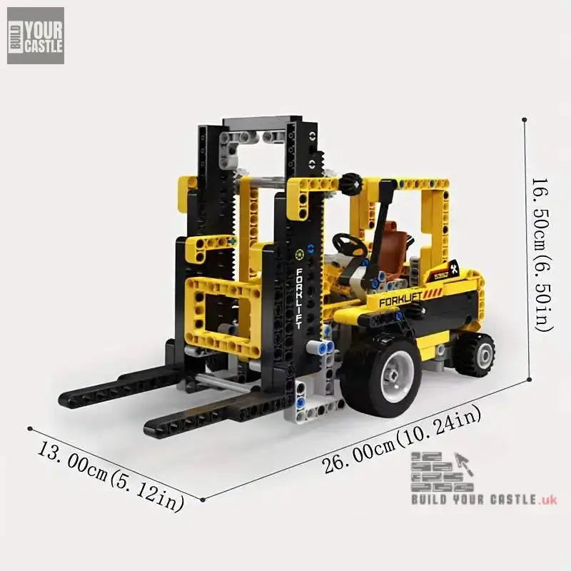 MOC Forklift Technic Yellow construction building set - BuildYourCastle