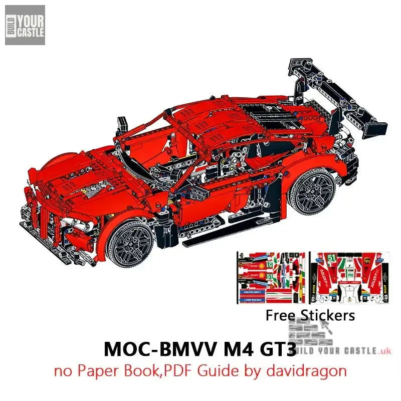 MOC Technic BMW M4 GT3 Supercar car building set - BuildYourCastle