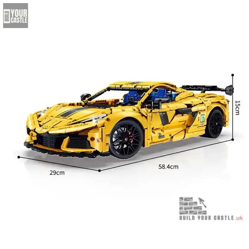 MOC Technic Corvette C4 yellow super car building set - BuildYourCastle