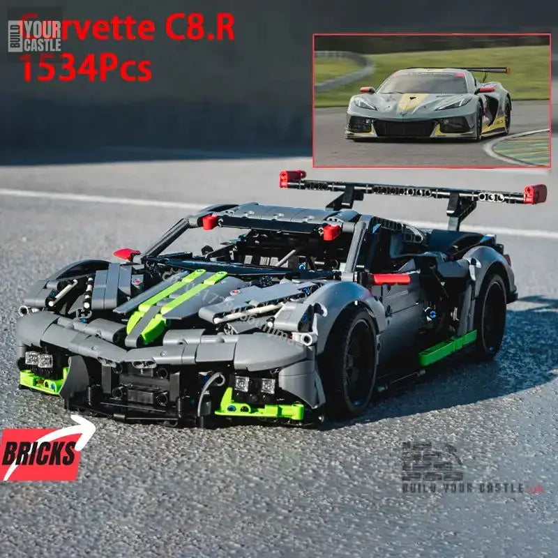 MOC Technic Corvette C8.R car building set - BuildYourCastle