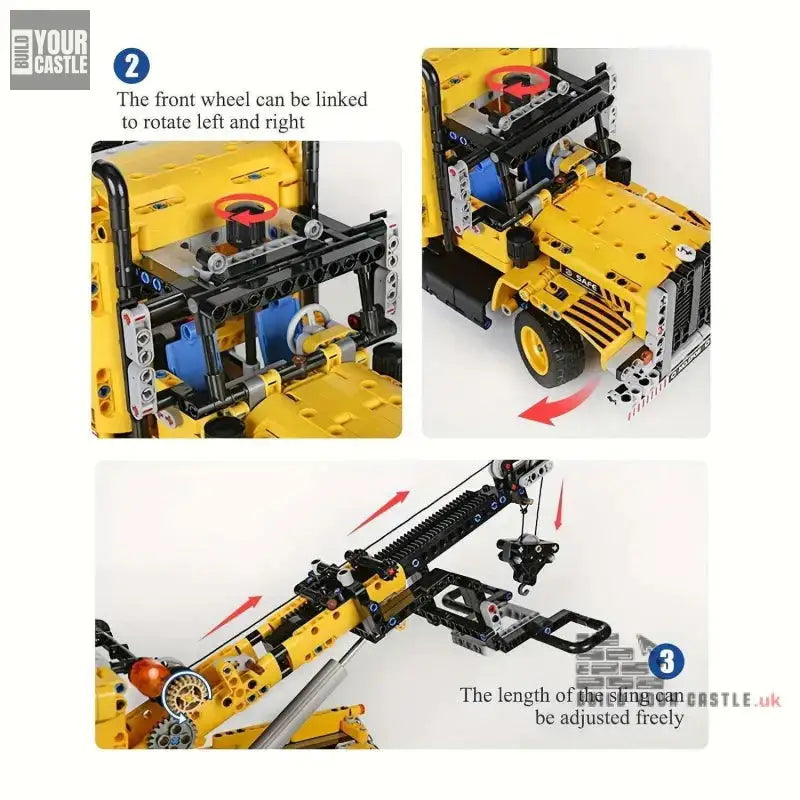 MOC TECHNIC Mobile crane truck mechanization building blocks 1250pcs - BuildYourCastle