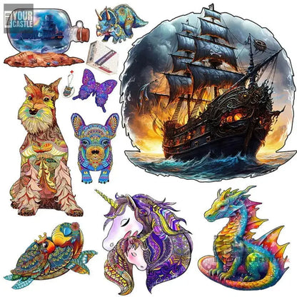 Movie Pirate Ship Wooden Jigsaw Puzzles For Adults Kids Wooden Puzzle Educational Toys Gifts Wood DIY Crafts Dog Puzzle Games - BuildYourCastle