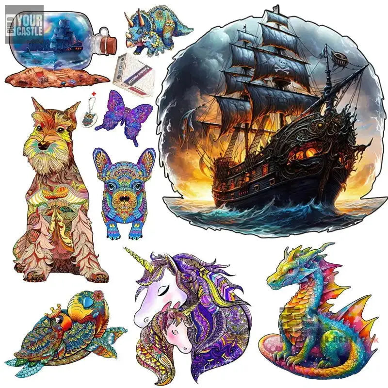 Movie Pirate Ship Wooden Jigsaw Puzzles For Adults Kids Wooden Puzzle Educational Toys Gifts Wood DIY Crafts Dog Puzzle Games - BuildYourCastle