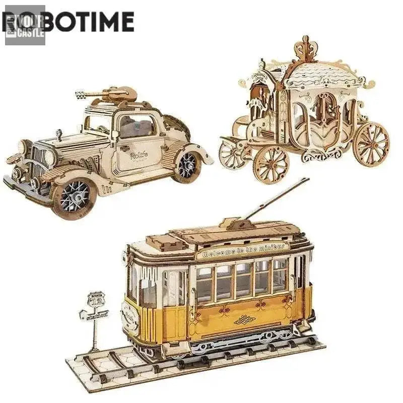 Robotime Train DIY 3D Transportation Wooden Model for kids and family - BuildYourCastle