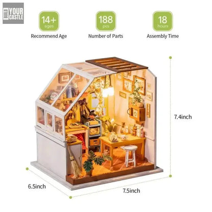 Robotime DIY Wooden Miniature Dollhouse Janson's Kitchen 1:24 Handmade - BuildYourCastle