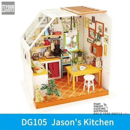 Robotime DIY Wooden Miniature Dollhouse Janson's Kitchen 1:24 Handmade - BuildYourCastle