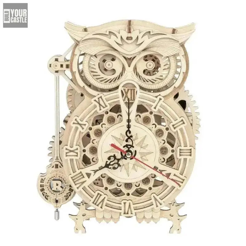 Robotime Owl Clock ROKR 3D Wooden Puzzle  Wall Model Building Block Kit - BuildYourCastle