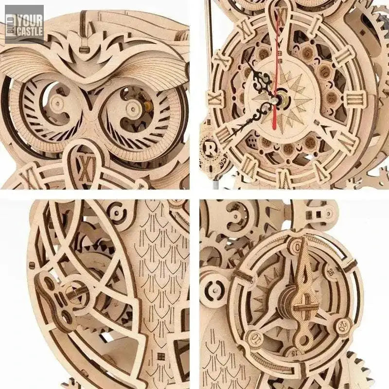 Robotime ROKR Owl Clock lk503 3D Wooden Puzzle - 161pcs - BuildYourCastle